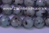 CLJ423 15.5 inches 10mm faceted round sesame jasper beads