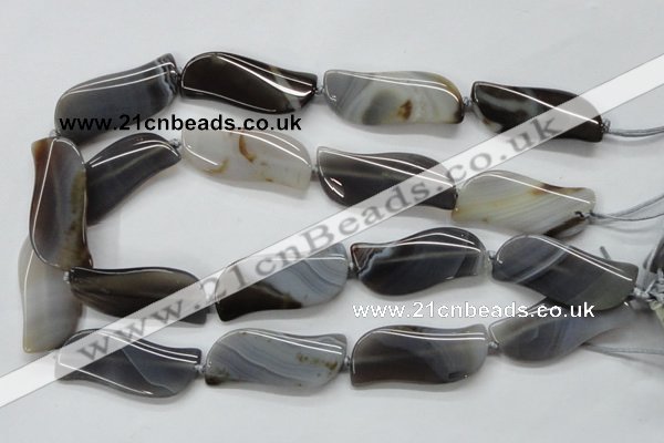 CAA236 15.5 inches 18*46mm marquise grey line agate beads