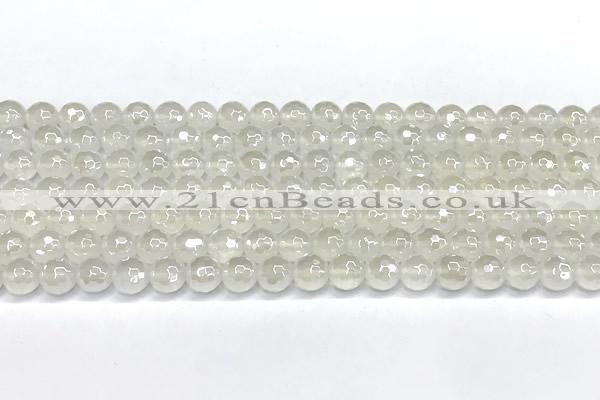 CAA6030 15 inches 6mm faceted round AB-color white agate beads