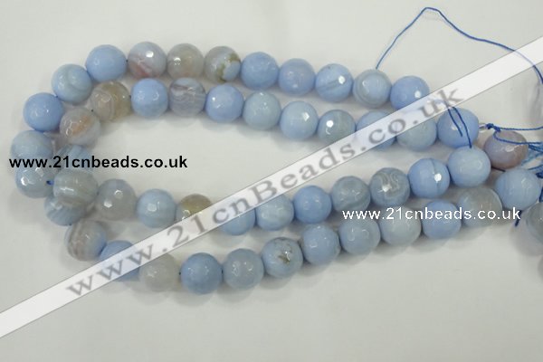 CAA739 15.5 inches 14mm faceted round blue lace agate beads wholesale