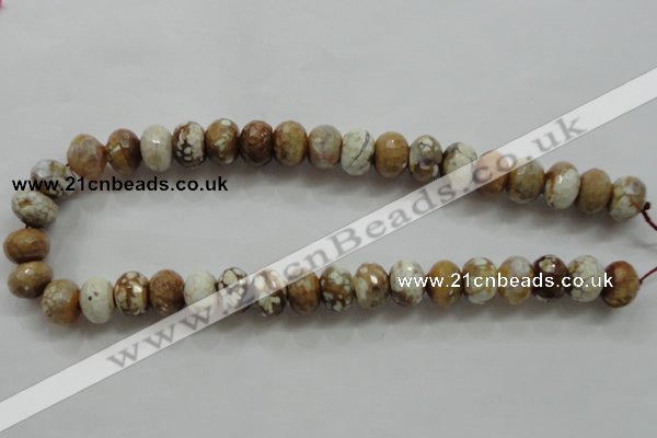 CAA829 15.5 inches 10*14mm faceted rondelle fire crackle agate beads