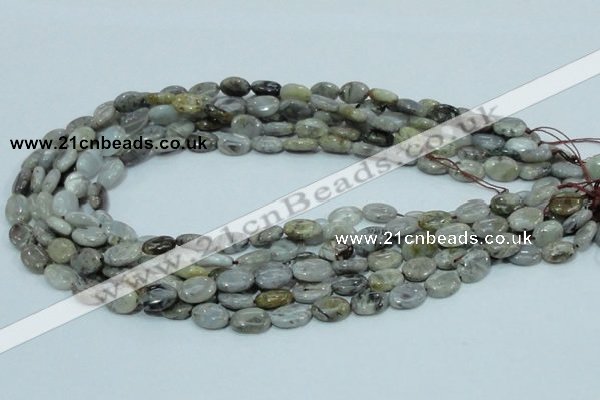 CAB79 15.5 inches 8*12mm oval silver needle agate gemstone beads