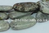 CAB91 15.5 inches 15*30mm oval silver needle agate gemstone beads