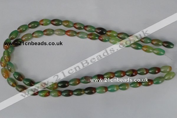 CAG1007 15.5 inches 8*12mm rice rainbow agate beads wholesale