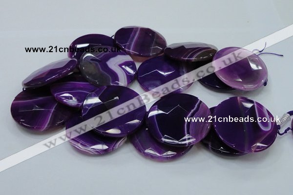 CAG205 15.5 inches 50mm faceted coin purple agate gemstone beads