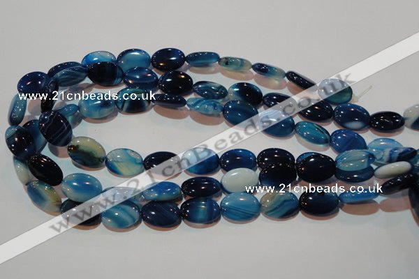 CAG3480 15.5 inches 13*18mm oval blue line agate beads