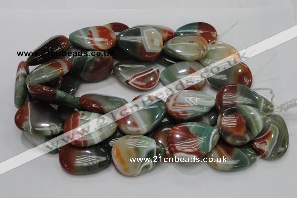 CAG809 15.5 inches 30*40mm flat teardrop rainbow agate gemstone beads