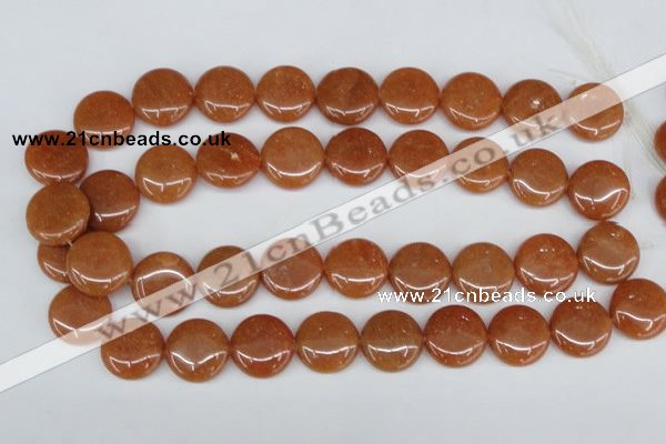 CAJ166 15.5 inches 20mm flat round red aventurine jade beads