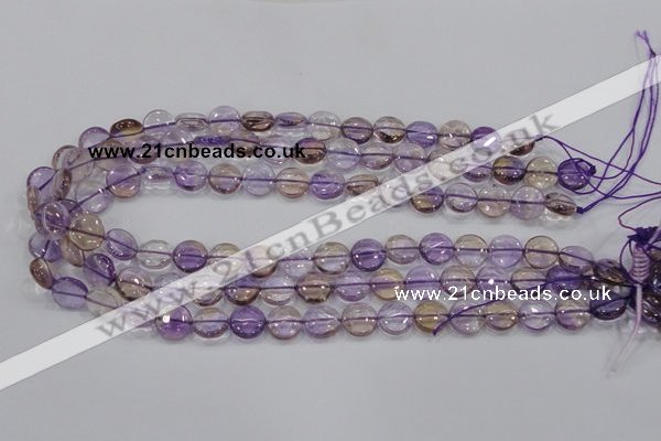 CAN42 15.5 inches 14mm flat round natural ametrine gemstone beads