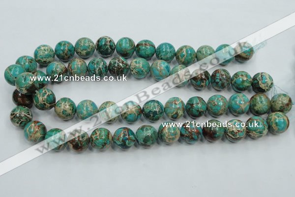 CAT77 15.5 inches 14mm round dyed natural aqua terra jasper beads