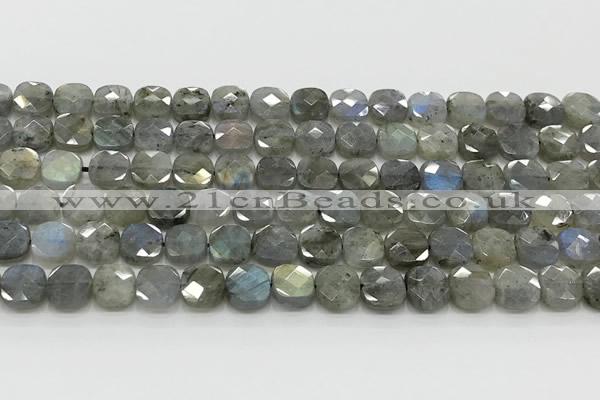 CCB903 15.5 inches 8*8mm faceted square labradorite beads