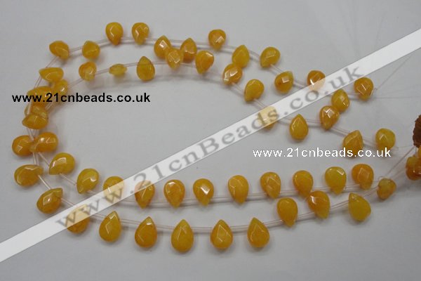 CCN1582 15.5 inches 10*14mm briolette candy jade beads wholesale