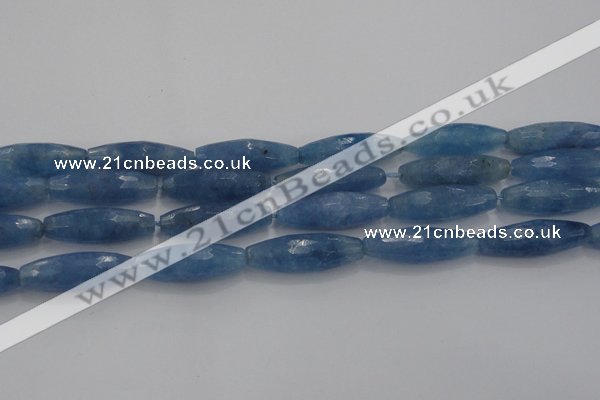 CCN1720 15.5 inches 10*30mm faceted rice candy jade beads