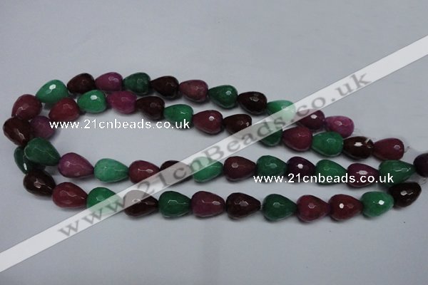 CCN2142 15.5 inches 12*16mm faceted teardrop candy jade beads