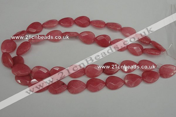 CCN2188 15.5 inches 15*20mm faceted flat teardrop candy jade beads