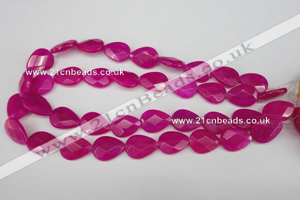 CCN2191 15.5 inches 15*20mm faceted flat teardrop candy jade beads