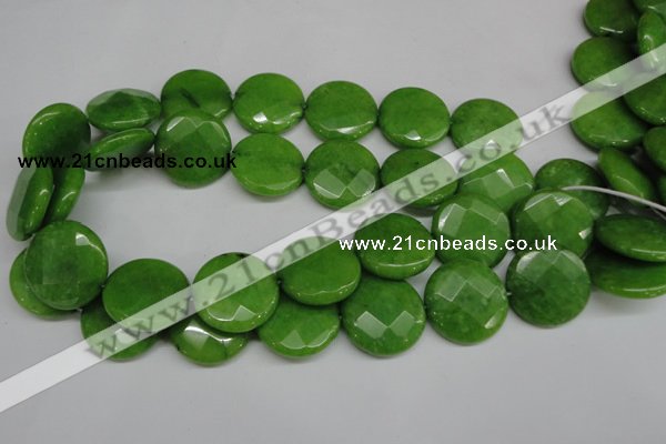 CCN262 15.5 inches 25mm faceted coin candy jade beads wholesale