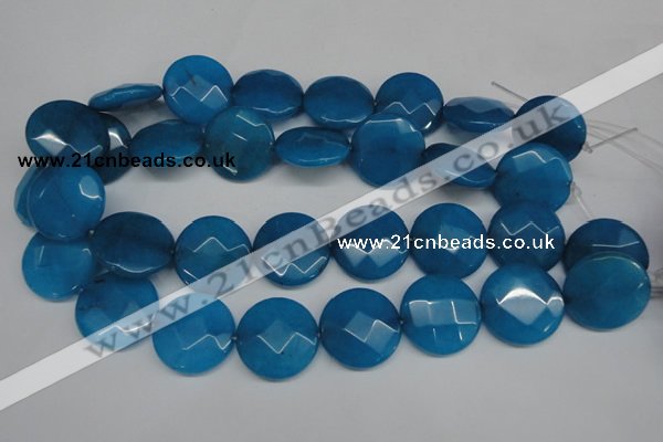 CCN265 15.5 inches 25mm faceted coin candy jade beads wholesale