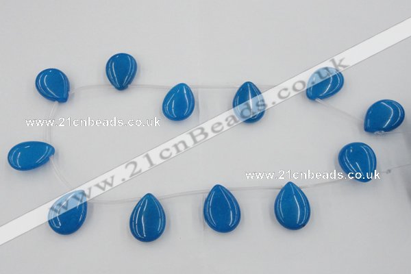 CCN2710 Top-drilled 18*25mm flat teardrop candy jade beads