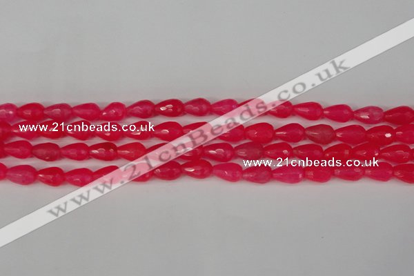 CCN3777 15.5 inches 8*12mm faceted teardrop candy jade beads