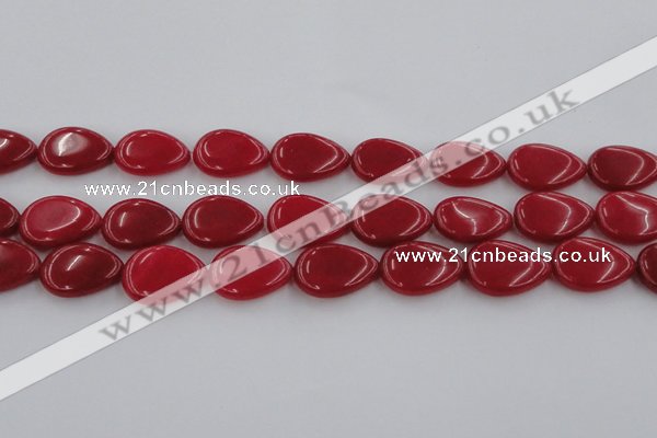 CCN3894 15.5 inches 18*25mm flat teardrop candy jade beads