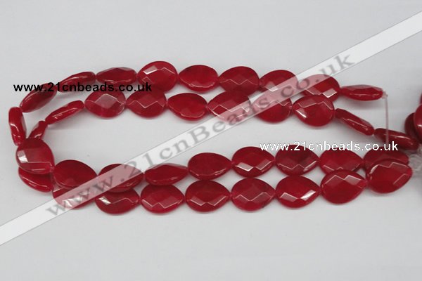 CCN391 15.5 inches 15*20mm faceted flat teardrop candy jade beads