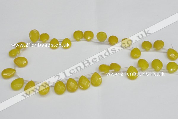 CCN3934 Top-drilled 12*15mm briolette candy jade beads wholesale