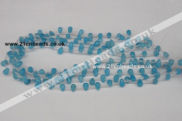 CCN440 15.5 inches Top-drilled 6*9mm teardrop candy jade beads