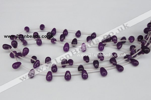 CCN454 15.5 inches Top-drilled 8*12mm teardrop candy jade beads