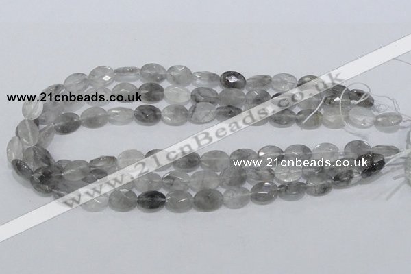 CCQ153 15.5 inches 10*14mm faceted oval cloudy quartz beads wholesale