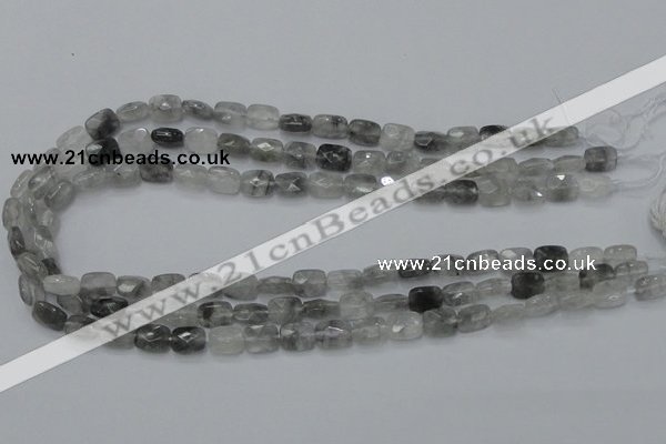 CCQ184 15.5 inches 8*10mm faceted rectangle cloudy quartz beads