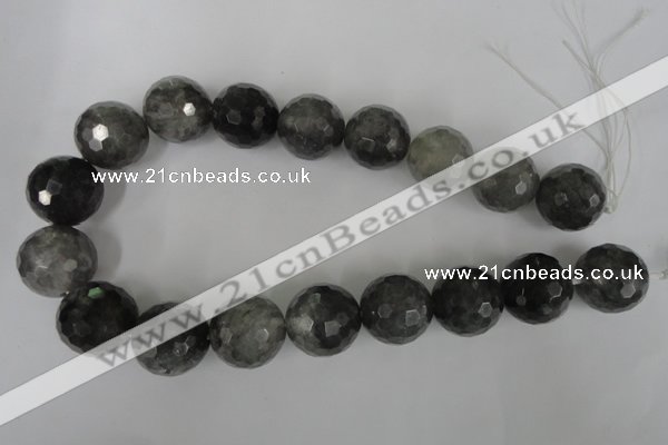 CCQ319 15.5 inches 22mm faceted round cloudy quartz beads wholesale