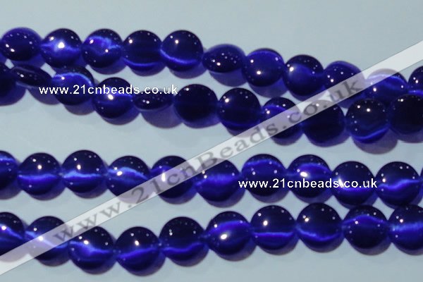 CCT551 15 inches 12mm flat round cats eye beads wholesale