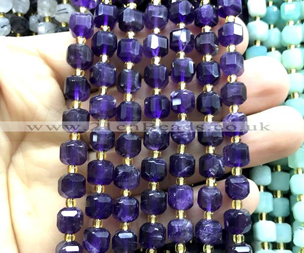 CCU1352 15 inches 6mm - 7mm faceted cube amethyst gemstone beads