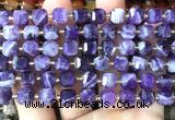 CCU1353 15 inches 6mm - 7mm faceted cube dogtooth amethyst beads