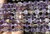 CCU1360 15 inches 6mm - 7mm faceted cube purple phantom quartz beads