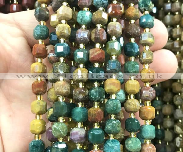 CCU1384 15 inches 6mm - 7mm faceted cube ocean jasper beads