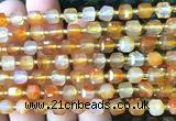 CCU1388 15 inches 6mm - 7mm faceted cube carnelian beads