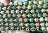 CCU1431 15 inches 6mm - 7mm faceted cube unakite gemstone beads