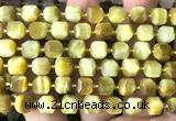 CCU1465 15 inches 8mm - 9mm faceted cube golden tiger eye beads