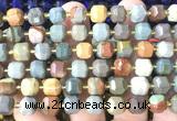 CCU1482 15 inches 8mm - 9mm faceted cube American picture jasper beads