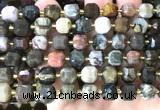CCU1483 15 inches 8mm - 9mm faceted cube wooden jasper beads