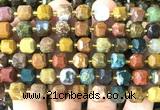 CCU1490 15 inches 8mm - 9mm faceted cube ocean jasper beads
