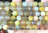 CCU1500 15 inches 8mm - 9mm faceted cube yellow Botswana agate beads