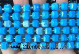 CCU1521 15 inches 8mm - 9mm faceted cube blue turquoise beads