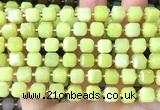 CCU1530 15 inches 8mm - 9mm faceted cube lemon jade beads