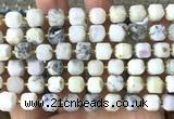 CCU1532 15 inches 8mm - 9mm faceted cube white opal beads