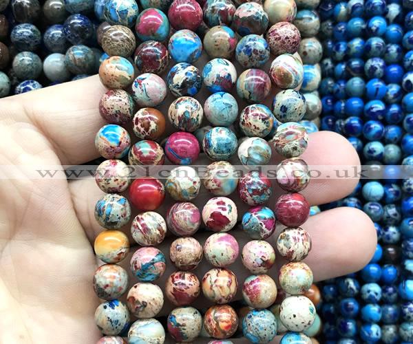 CDE3250 15 inches 8mm round sea sediment jasper beads wholesale