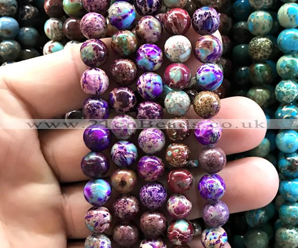 CDE3284 15 inches 8mm round sea sediment jasper beads wholesale