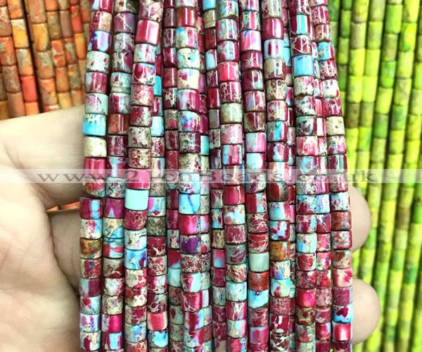 CDE3613 15 inches 4*4mm tube sea sediment jasper beads